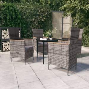 <b>Grey</b> Rattan Garden Dining Set 4 Seater Weather Resistant Outdoor Furniture Contemporary Style Steel <b>Frame</b> - Product Image 1