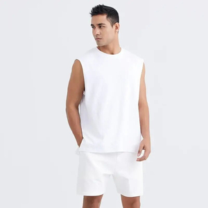 Débardeur Homme Grande Taille Noir Uni Sans Manches Col Rond Tricoté Style Décontracté 100% Coton Respirant Coupe Sportive Logo Personnalisé - Product Image 5