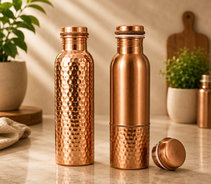 Nouvelle Bouteille d'Eau de Luxe en Cuivre Pur Sans BPA, Ayurvédique, Anti-Fuite, Réutilisable, Ensemble de Gourdes - Product Image 5