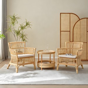 Bohemian Design Cushion <b>Sofa</b> and Couch Set Rattan Armchair With Pillow Interior Exterior Furnishings - Product Image 5