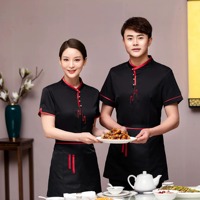 Uniforme de restaurant et de bar japonais unisexe 2025 en polyester tissé respirant, fin et économique, à manches courtes, avec fermeture boutonnée et logo personnalisé