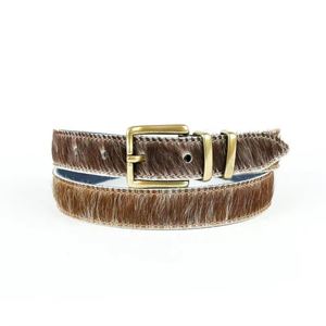 Ceinture en cuir de vachette de luxe avec poils de vache, boucle en fer, ceinture décontractée pour homme Yonger, haute qualité, longueur personnalisée - Product Image 6