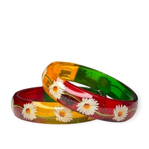 Brazaletes Florales de Acrílico de Diseño Coloridos y Chapados en Oro para Mujer, Modernos y Multicolores para Uso Diario a Precio de Mayoreo - Product Image 1