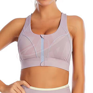 Sujetadores deportivos de nailon y spandex para mujer, para yoga y gimnasio, de alta elasticidad, ajustables, con cremallera, para busto grande, en oferta, con logo personalizado. - Product Image 3