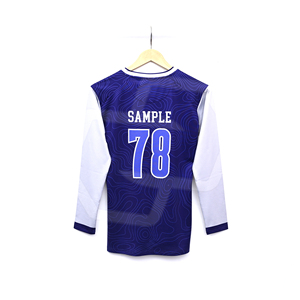เสื้อวอลเลย์บอลแบบซับลิเมชั่นขายส่ง แขนยาว คอวี ยูนิเซ็กซ์ สำหรับผู้ใหญ่ ระบายเหงื่อได้ดี ผ้าโพลีเอสเตอร์ 180 กรัม สกรีนชื่อทีมได้ตามต้องการ - Product Image 2