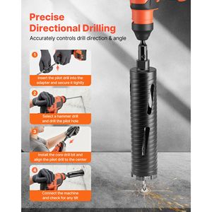 Punta diamantata per carotaggio a secco da 2 1/2 pollici di diametro, profondità di foratura 9 1/2 pollici, punte interne da 5/8-11 per muratura e cemento - Product Image 5
