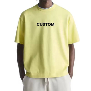 Oversize <b>Crop</b> <b>Top</b> <b>Men's</b> T-Shirt 200 Grams Plain Yellow Sporty Front Logo O-Neck Regular Fit New Arrival - Product Image 2