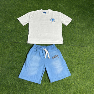 ชุดเสื้อยืดและกางเกงขาสั้นผู้ชายฤดูร้อนปี 2026 แบบสั่งทำพิเศษ ขนาดใหญ่พิเศษ ระบายอากาศได้ดี แห้งเร็ว ป้องกันรังสียูวี สีพื้น พร้อมสีที่สามารถปรับแต่งได้ - Product Image 3