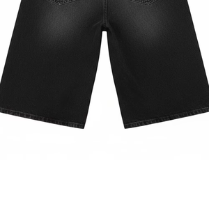 Men’s Black Washed Denim Jorts Loose Fit Knee Length Baggy Jean Shorts Casual Streetwear Summer Fashion - Product Image 4