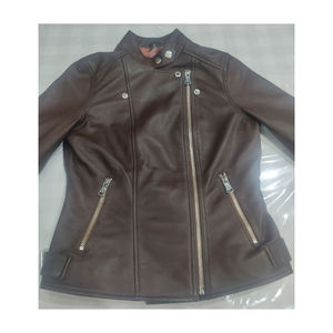 Chaqueta de Cuero Genuino Estilo Universitario para Mujer con Cierre de Cremallera, Transpirable y Resistente al Viento, con Calefacción, Personalizable OEM - Product Image 1