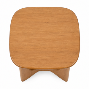 Mesa de Comedor Escandinava de Madera de Teca Sólida con Forma Cuadrada Redondeada, Base de Puente Triple Curvada, Ecológica, Ideal para Apartamentos - Product Image 3