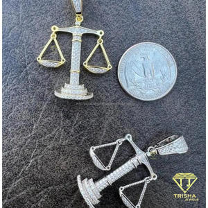 จี้รูปเครื่องชั่งประดับเพชรแล็บโกรว์ เงินแท้ 925 สองสี สไตล์ฮิปฮอป - Product Image 2