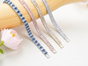 <b>Blue</b> <b>Sapphire</b> Moissanite Tennis <b>Bracelet</b> Silver Baguette Cut Gemstone <b>Bracelet</b> Elegant Luxury Jewelry Gift - Product Image 6