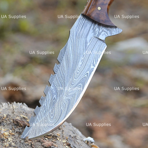 Couteau de chasse à pointe fixe en acier Damas fait main de 9 pouces, manche en bois de rose, épaisseur de 0,5 mm, qualité industrielle OEM, fourni par UA - Product Image 2