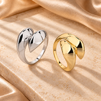 Twin Teardrop 925 Sterling Silver Open Ring with Offset Rounded Ends and Smooth Curved Shoulders