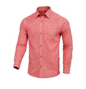 Camisa Casual Roja Tradicional Bávara de Otoño para Hombre, Tallas S a 4XL - Product Image 1
