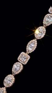 Luxury Charm <b>Necklace</b> 38ct VVS D Diamond Mixed Pear Oval Marquise Princess Cut 925 Sterling Silver Rhodium Plated Halo <b>Statement</b> - Product Image 2