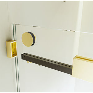 Frameless 68-72 pollici X 76 pollici doppia porta scorrevole doccia Soft-Close caratteristica 3/8 pollici di spessore SGCC temperato spazzolato oro - Product Image 3