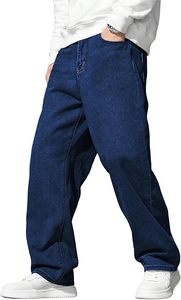Men's Straight Leg Denim Jeans Mid Waist Loose Fit Regular Wash Cotton Casual Style Autumn Wear - Product Image 2