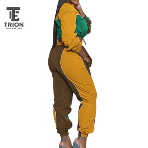 OEM Custom Casual Eco-Friendly Color Block Lightweight Technical <b>Windbreaker</b> Tracksuit <b>Women</b> 2Pcs Color Contrast - Product Image 4