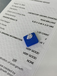 Diamantes Sueltos Blancos Cultivados en Laboratorio CVD, Certificados por IGI, Claridad VVS, Forma de Pera de 1.02ct, Venta al Por Mayor - Product Image 5