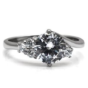 Anello in Acciaio Inossidabile Lucidato a Specchio TK062 con Zirconi Cubici di Grado AAA - Piatti e Stoviglie - Product Image 3