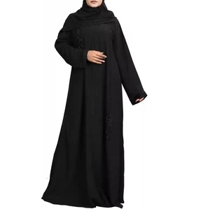Hot Selling Women's Chiffon <b>Long</b> <b>Dress</b> New Fashion Black Abayas <b>Long</b> Sleeves Custom Logo Abaya Traditional Islamic Clothing - Product Image 1