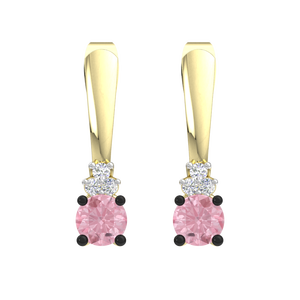 925 Sterling <b>Silver</b> Gold Plated Pink CZ Bezel Set Luxury Huggie <b>Drop</b> <b>Earrings</b> for Women Wedding Handmade Bulk - Product Image 1