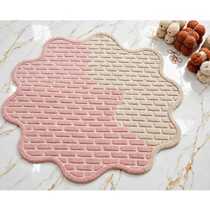 Black Beige Brick Pattern Irregular Rug Scalloped <b>Aesthetic</b> Tufted Floor Mat Modern Living Room Bedroom Area Carpet Home Decor - Product Image 5