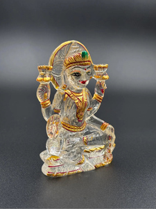 Statue de Lakshmi en cristal de quartz transparent sculptée à la main, 3,25 pouces, déesse hindoue de la richesse et de la prospérité, décoration spirituelle pour Puja, vente en gros - Product Image 2