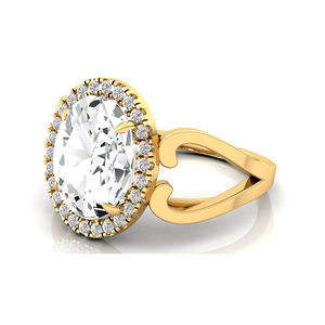 Anillo Solitario de Oro 14k 18k con Diamante Cultivado en Laboratorio de Corte Ovalado, Diseño de Tallo Dividido, Joyería Fina Hecha a Mano, Anillo de Compromiso/Boda, Envío Inmediato - Product Image 5