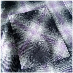 Camisas de Franela 100% Algodón a Precio de Mayoreo, Etiqueta Personalizada, MOQ Bajo, Ropa Urbana, Camisa a Cuadros Gris de Manga Larga para Hombre - Product Image 6