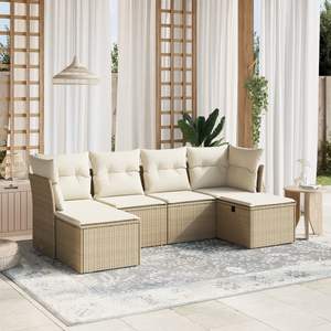 Sofa de jardin en poly rotin beige avec tissu en acier enduit de poudre Collection de meubles d'extérieur élégants - Product Image 1