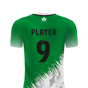 Conjunto de Camiseta de Fútbol Personalizada con Estampado Geométrico Verde y Blanco en la Parte Delantera, Manga Corta para Hombre, Sublimada, de Poliéster que Absorbe la Humedad, Ropa Deportiva para Equipo - Product Image 4