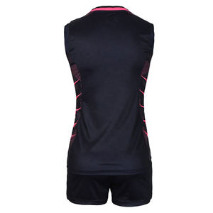 Conjunto de Jersey de Voleibol Geométrico Negro y Rosa para Mujer, Sin Mangas, Cuello en V, Poliéster que Absorbe la Humedad, Ajustado, para Adultos - Product Image 3