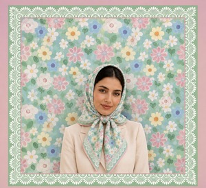 Écharpe rose en cambric peigné à imprimé floral uni pour femme, utilisable comme foulard, bandeau, ceinture ou accessoire de mode - Product Image 5