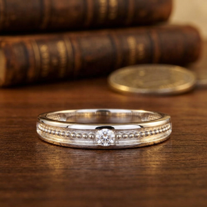 Meilleures ventes, bagues de mariage en or blanc 18 carats avec diamants 100% naturels, design classique et populaire, ensemble pour couple, coupe brillante 0,08 ct, sur mesure - Product Image 3