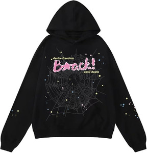 Sweat-shirt à capuche unisexe surdimensionné avec imprimé graphique abstrait, en mélange de coton, style streetwear décontracté, logo personnalisé - Product Image 1