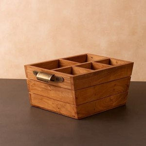 Organizador de Almacenamiento de Madera Moderno y Duradero con Asa, Tamaño y Forma Personalizables, Decoración de Mesa para Uso en la Cocina - Product Image 1