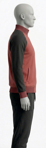 Survêtement décontracté pour homme en tricot avec fermeture éclair, manches raglan, col montant, coupe classique, couleur bordeaux et noir, idéal pour l'automne - Product Image 3