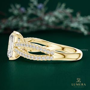 Designer Lab Grown Diamond <b>Ring</b>, Radiant Cut Center With Artistic Crossover <b>Split</b> Shank, Pave Set Diamonds On Both Bands <b>Ring</b> - Product Image 6