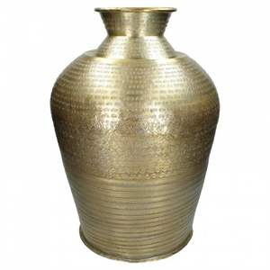 Vase à fleurs en métal artisanal de style Mid-Century Modern - Finition métallique vieillie, porte-bouquet, décoration artistique contemporaine pour table - Product Image 6