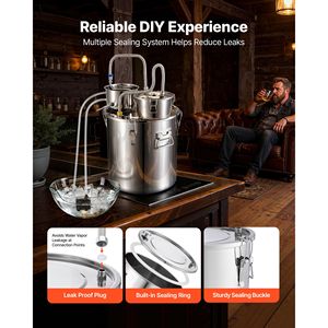 Kit de Destilación Casera de Alcohol de 13.2 Gal/50L con Barril Thumper, Termómetro de Doble Escala, Bomba de Agua y 10 Frascos de Vidrio de 16oz - Product Image 5