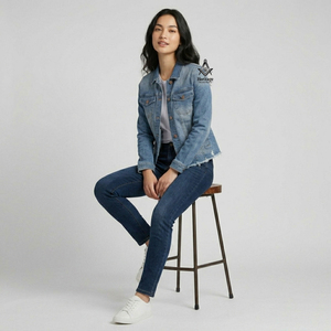 Heritage Masonic Regalia Cotton Embroidered Denim <b>Jacket</b> Sorority High Quality Sigma Greek Apparel Theta <b>Women</b> Jeans <b>Jackets</b> - Product Image 3