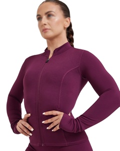 Venta caliente de invierno de las mujeres Slim Fit Tight manga larga gimnasio Tops personalizado Fitness deportes prendas de vestir Yoga chaquetas con cremallera - Product Image 3