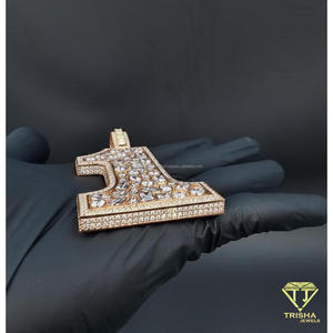 Number 1 Pendant Lab Grown Diamond <b>Iced</b> <b>Out</b> Hip Hop Necklace Gold Plated Bling <b>Chain</b> Jewelry Gift - Product Image 3