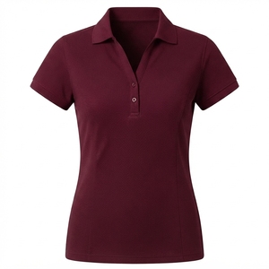 <b>Women's</b> Polo <b>Shirt</b> <b>Burgundy</b> Commuting Long Sleeves Tops All Season Custom Print V Neck Button Top Ladies Golf Tennis Apparel - Product Image 1