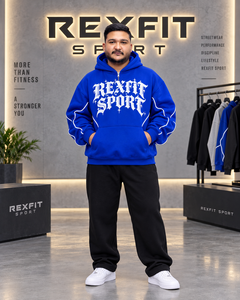 Mens Sky Blue Pullover <b>Hoodie</b> <b>Gothic</b> Print Reflective Piping Regular Fit 100% Cotton Eco-Friendly Fleece Streetwear Sweatshirt - Product Image 1