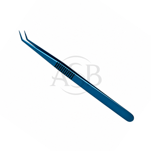 Pince à épiler pour extensions de cils en acier inoxydable bleu, manche long, isolation, impression de logo personnalisée, applicateur pour extensions de cils - Product Image 2