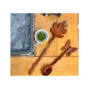 Cuillère en bois massif durable pour café, thé, ustensiles de table – Vente rapide 2026 – Nouvelles cuillères en bois en forme de plante, fleur, feuille - Product Image 5